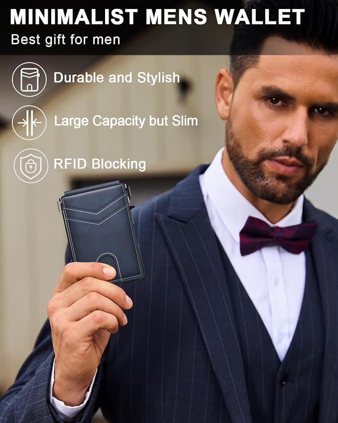 Wallet for Mens Minimalist Wallet 9-13 Cards RFID Blocking Slim Wallet | Money Clip & ID Window, Compact Smart Pop Up Card Wallet, Metal Aluminum Credit Card Holder Wallet, Birthady Gifts for Men