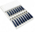 In-Drawer White Knife Block, 17-Slot Anti-Slip Space-Saving Storage | Fits Most Standard Drawers | Holds Up to 17 Knives| Smooth White Painted Frame | Secure Stable Knife Drawer Insert Organizer