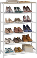 Yusong Shoe Rack Organizer, 6 Tier Industrial Shoe Storage Shelf, Narrow Sturdy Metal Shoe Shelves for Closet Entryway, White