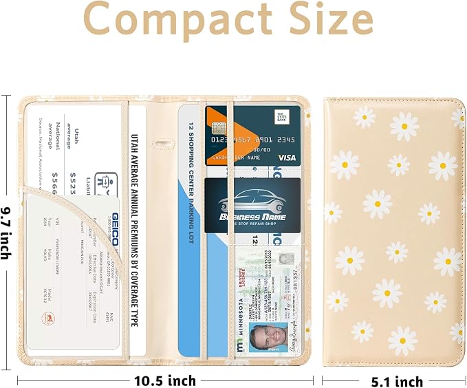 CoBak Car Registration and Insurance Holder | Vehicle Glove Box Organizer, Auto Truck Compartment Document Case with Magnetic Closure for Insurance & Driver License