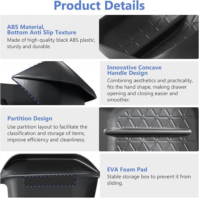 Driver's Drawer Box, Driver Side Drawer Organizer Storage compatible with Toyota RAV4 2019-2025, Center Console Interior Insert Organizer Tray for Toyota RAV4 Accessories