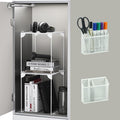 Neudeco Locker Organizer Kit, White, 4-Piece Set | Foldable Mesh Locker Shelf, Magnetic Pen Holders, Stackable Storage, For School, Work & Gym Lockers