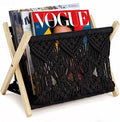 Boho Macrame Magazine Holder,Hand-Woven Magazine Rack for Home Office | Multifunctional Storage Basket for Letters, Magazines, Books and Newspapers