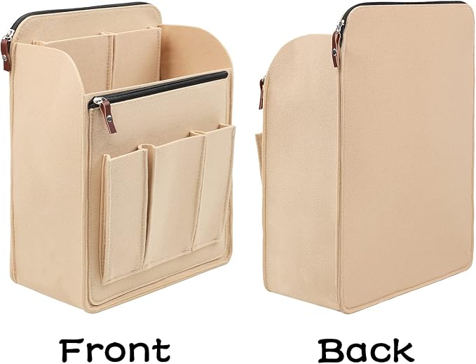 Surblue Felt Backpack Organizer Insert for Travel Rucksack and Daypack, Bag Insert Liner Pocket with Zipper, Large Capacity Divider Foldable Shoulder Bag Organizer for Men and Women, (Beige, XL)