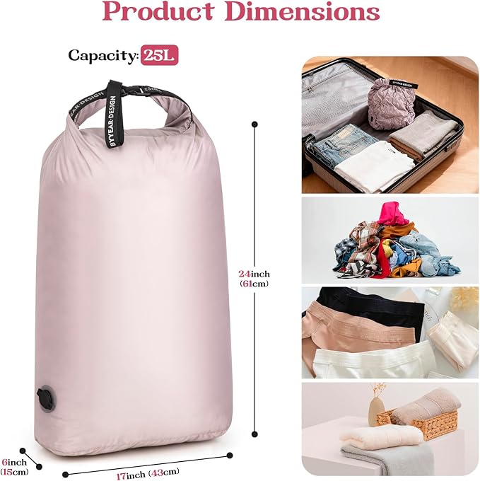 Travel Laundry Bag, Waterproof Compression Bags for Dirty Clothes | Moisture-resistant Vacuum Storage Bag, Space-Saving Laundry Storage Organizer for Cruise, Swimming, Gym