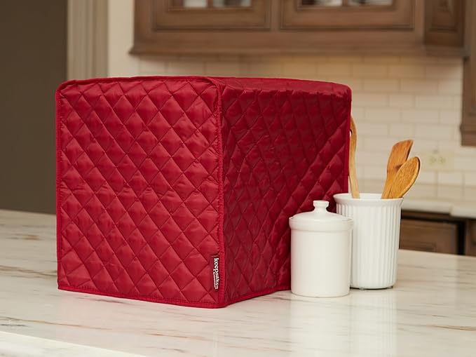 Covermates Keepsakes Rectangular Appliance Cover – Quilted Kitchen Appliance Cover for Countertop Storage – Dust Protection – Stain Resistant – Washable – Slip-On Appliance Design, Red