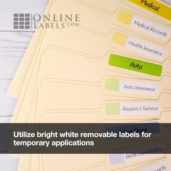 Removable Sticker Paper, White Matte, 25 Sheets, 8.5 x 11 Full Sheet Label, Inkjet or Laser Printer, Online Labels