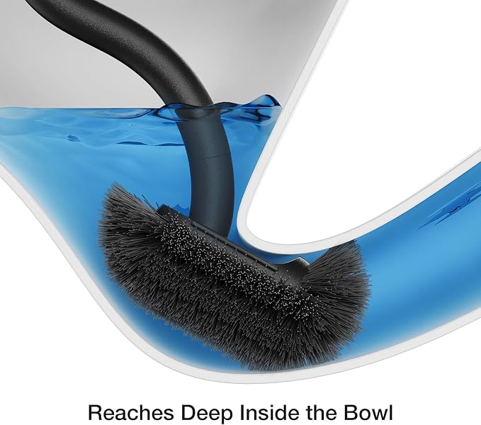 Toilet Cleaner Brush, Diveotree Toilet Brush and Holder for Dead Corner Cleaning, Wall Mounted Toilet Bowl Brush for Bathroom Decor, Toilet Scrubber Brush for Home/Hotel (Black, Square-1pack)