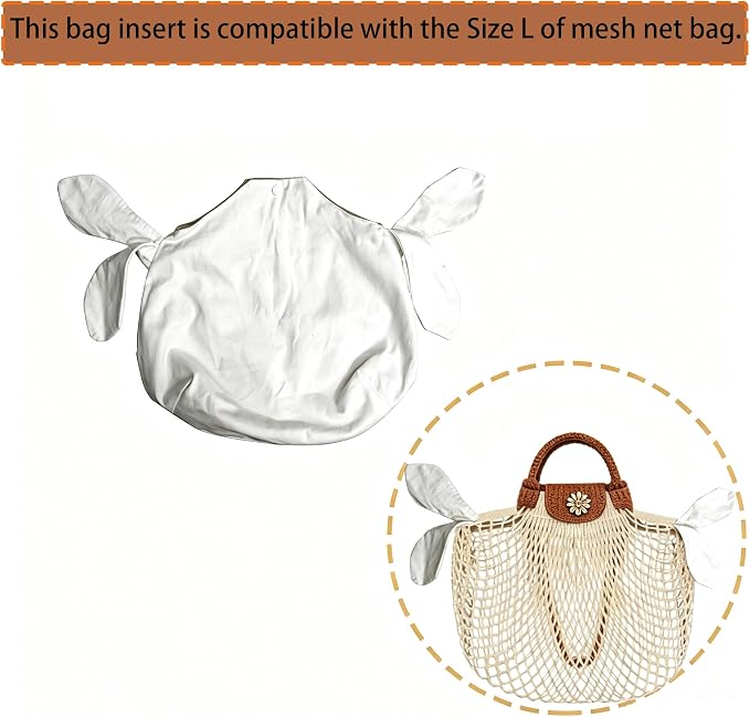 Handmade Bag Insert Organizer for Drawstring Mesh Bucket Bag Inner Insert Organizer Multi-Functional Net Bags Inner Bag (L)