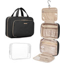 BAGSMART Toiletry Bag Hanging Travel Makeup Organizer with TSA Approved Transparent Cosmetic Bag Makeup Bag for Full Sized Toiletries, Medium-Black