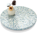 Reallnaive Mother of Pearl Lazy Susan for Table Turntable Organizer Marble Patterned Lazy Susan Wood Spinning Tray Rotating for Kitchen Cabinet Spice Pantry 12 Inch(Round,Blue Floral Petal)