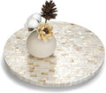 Reallnaive Mother of Pearl Lazy Susan for Table Turntable Organizer Marble Patterned Lazy Susan Wood Spinning Tray Rotating for Kitchen Cabinet Spice Pantry 12 Inch(Round,Marble)