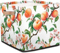 TropicalLife Peach Fruit Flower Storage Cube, 13 Inch Fabric Cube Storage Organizer Bin for Shelves Clothes, Decorative Foldable Storage Boxes