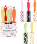 5pc Fruit Mini Lint Roller Value Pack - Colorful Compact Rollers for Travel | Pet Hair & Lint Remover for Clothing & Household Use. Portable On-the-Go Lint Removers
