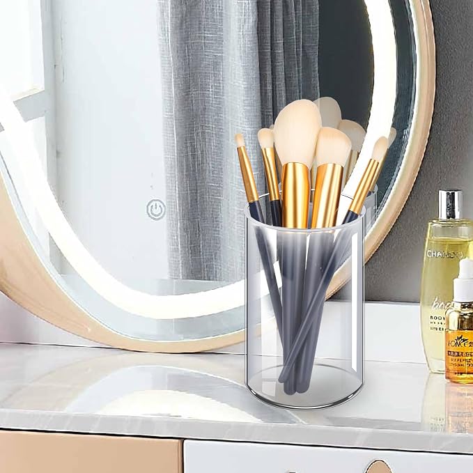 Acrylic Pen Holder 2 Pack, Acrylic makeup brush holder, Clear Pen Cup, Acrylic Cylinder Perfect for Desk organizer, Cylinder