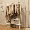Muwuele Solid Wood Clothes Rack, Clothing Rack for Hanging Clothes, Hanging Racks for Clothes with Shelves Load 350 Lbs Garment Rack (White)