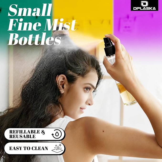 3 Packs 8 oz Green Plastic Spray Bottles, Black Fine Mist Sprayer | Refillable Empty Bottles with Cap, For Essential Oils, Perfumes, Travel, Cleaning Solutions, With Labels & Funnel