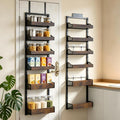 Tviort 6-Tier Over Door Pantry Organizer, Adjustable Heavy Duty Spice Rack | Metal 6-tier over-door/wall-mounted spice rack with wood baskets, adjustable detachable storage for kitchen and bathroom