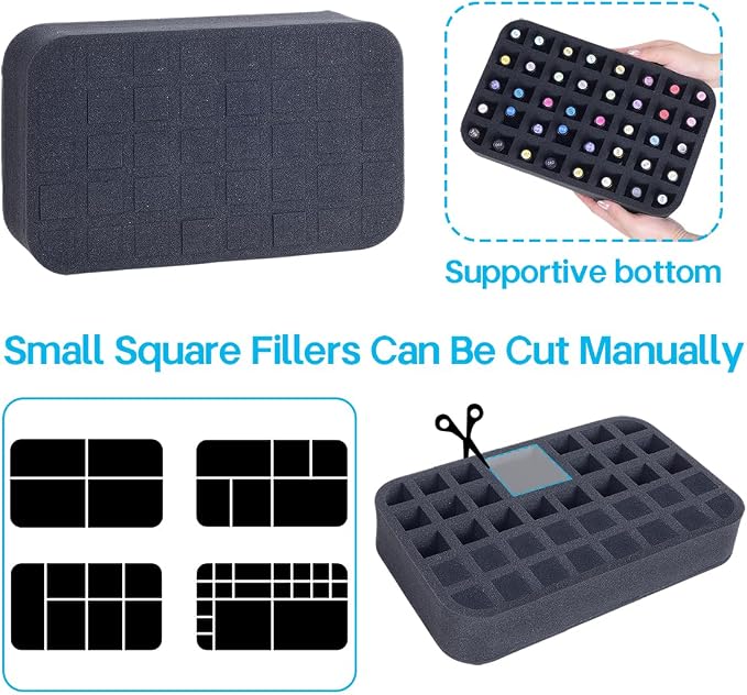2 Pack Nail Polish Organizer Holder Foam Pad with Slots for Storage 80 Bottles (15ml/0.5fl.oz) Nail Polish or Essential Oil Tray for Drawers Black