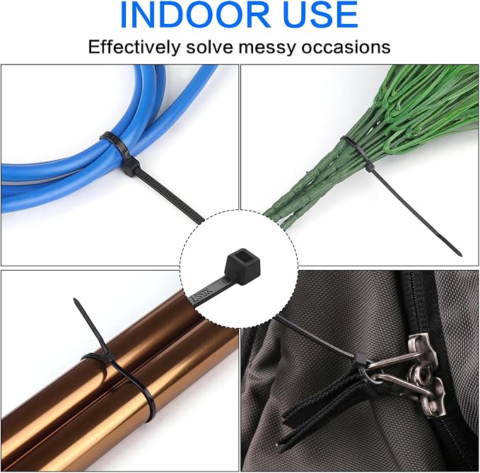 1000 Pcs Black Zip Ties, 3 Inch Small Self-Locking Nylon Cable Ties, Premium Thin Plastic Wraps Wire Ties for Indoor and Outdoor (Black)