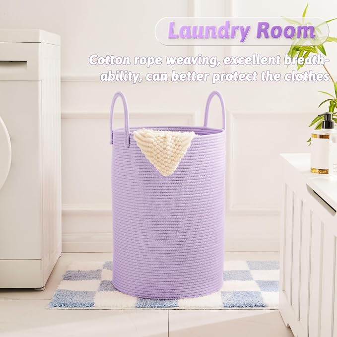 Artfeel Laundry Basket,Woven Cotton Rope Laundry Hamper,60L for Decorative Storage of Dirty Clothes,Toys and Blankets in Bathroom,Baby Room and Living Room