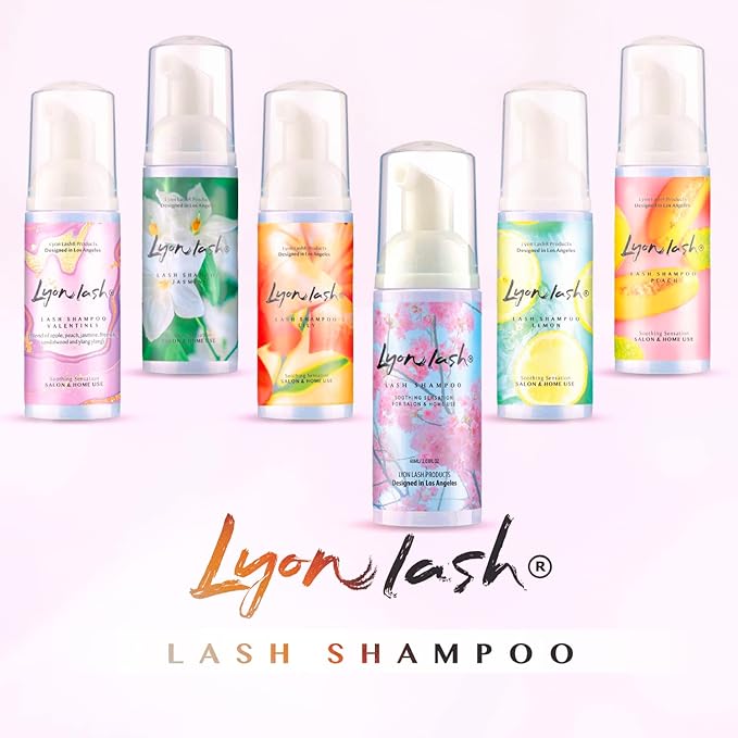 Lyon Lash Eyelash Extension Shampoo (Valentines), Gentle Formula Paraben & Sulfate Free, Oil Free Foam Cleanser Kit | Remove Eye Makeup & Oil & Dust | Professional Salon And Home Use (60ml + 1 mascara wand + 1 cleansing brush)
