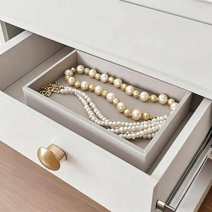Stackable Jewelry Organizers and Storage with Velvet Jewelry Trays, Earring Organizer and Jewelry Drawer Organizer Inserts for Drawers