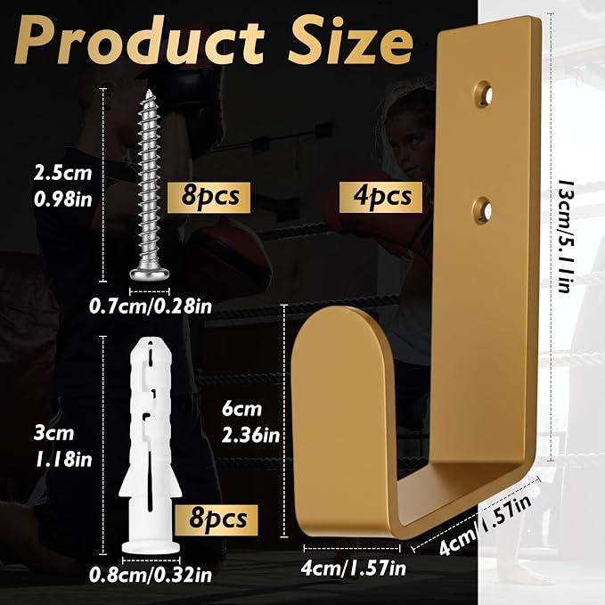 4 Pcs Wrestling Championship Belt Wall Display Holder Belt Horizontal Wall Mount Display Organizer Secure Rack for Wrestling Gifts and Awards