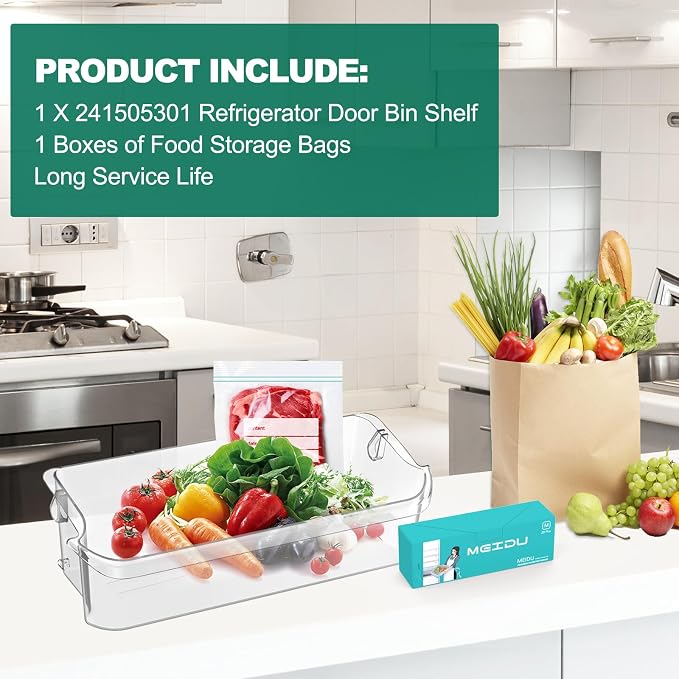 UPGRADED 241505301 241505300 Refrigerator Door Bin Shelf Compatible with Frigidaire FGSC2335TFB Door Shelf Replacement FGSC2335TDB FFSC2323TS8 FFSC2323TSA FFSC2323TS0 FGSC2335TF0 Upper Door Bin