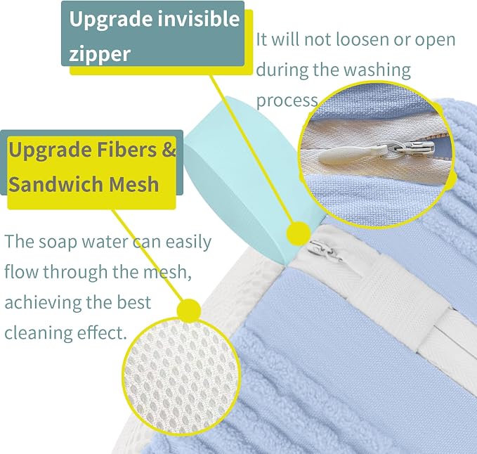 Shoe Washing Machine Bag Laundry Shoe Bag for Washer and Dryer Reusable 2pc Shoe Cleaning Bags for Sneakers 360° Deep Cleaning Machine for All Shoes Types With Invisible Zipper
