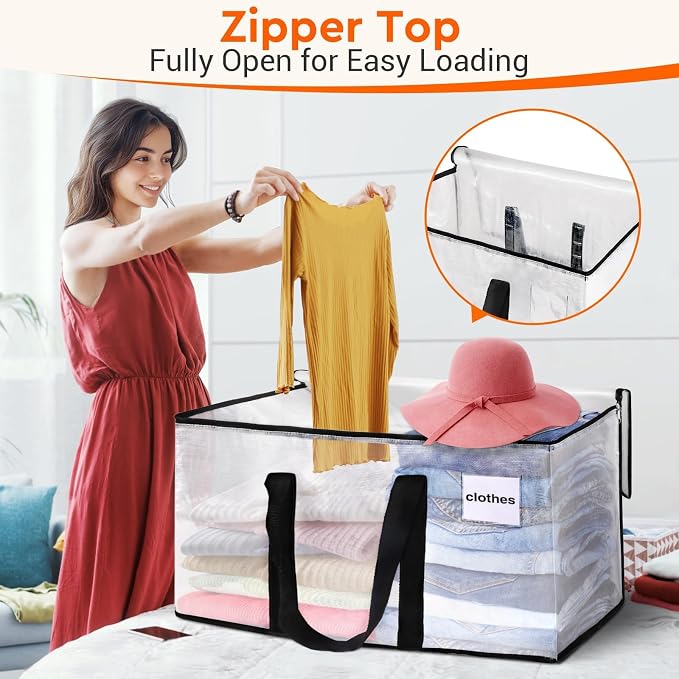 BlissTotes Moving Bags, 76L 10-Pack Storage Bags, Moving Box Heavy Duty Extra Large, Moving Totes with Zipper, Large Packing Bag with Reinforced Handles, Boxes for Packaging Moving