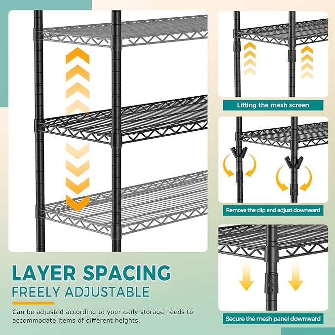 SINGAYE 4 Shelves Adjustable Shelf Heavy Duty Wire Storage Shelving Metal | Home Storage Small Rack Pantry Closet Unit for Laundry Room Organization Bathroom Kitchen