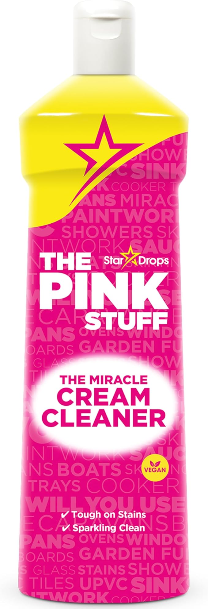 Stardrops The Pink Stuff Miracle Cream Cleaner – Multi-Purpose Liquid Cleaner for Kitchens, Bathrooms & More – Removes Grease, Grime & Limescale – Tough on Stains, Gentle on Surfaces – 500ml