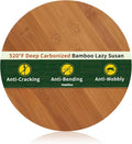 11'' Bamboo Wood Lazy Susan Organizer, Lazy Susan for Cabinet Table Top Countertop Pantry Kitchen Spice Rack, Deep Carbonized Bamboo, Turntable Organizer, Large Spin Base, Rotating Tray No Slip