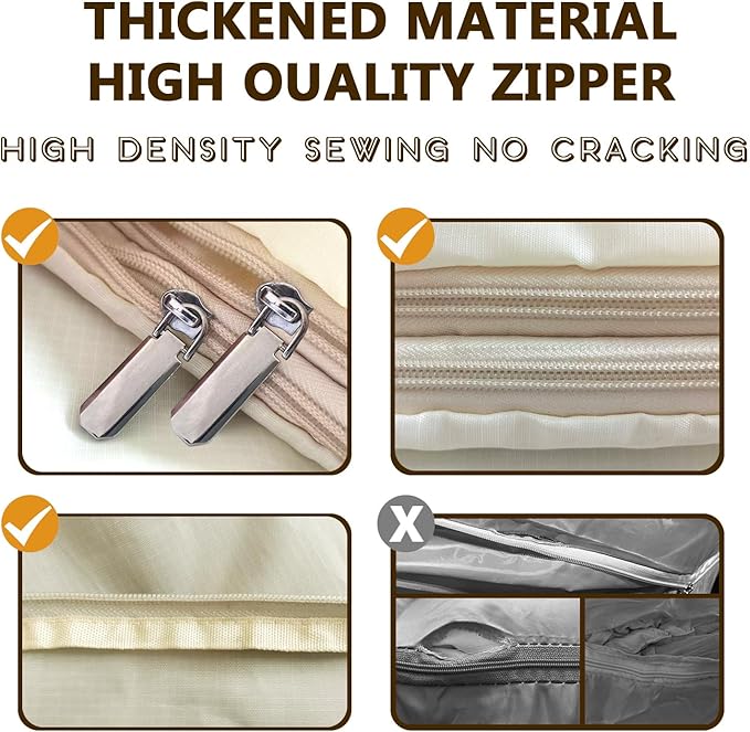 3-Layer Compressible with Zippers Blanket & Comforter Storage Bag,Ultra Space Saving Self Compression Organizer，Save 50% Space, 2 PCS，Light Yellow