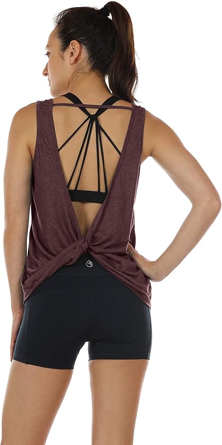 icyzone Women's Open Back High Neck Workout Athletic Gym Tank Tops