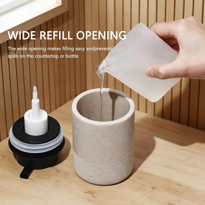 Resin Foaming Soap Dispenser, 11 OZ Bathroom & Kitchen Foam Soap Dispenser, Easy Press Pump, Refillable Hand Soap Dispenser, Modern Decor (Beige)