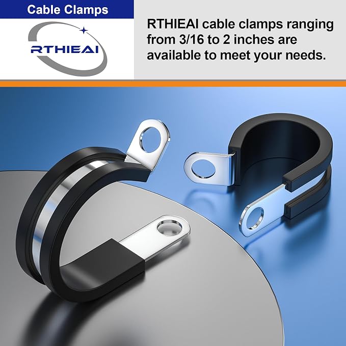 50 PCS 5/8 Inch Cable Clamps, 304 Stainless Steel Cable Clamps, Insulated Clamp, Hose Clamp, Pipe Clamp, Sturdy Clamp, and Wire Clamp by RTHIEAI