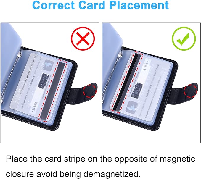 Wisdompro Slim PU Leather Credit Card Holder, Vertical Black | RFID Blocking Wallet Debit Card Protector, Organizer Case, Card Case, 20 Card & 7 Memory Card Slots, with Magnetic Closure