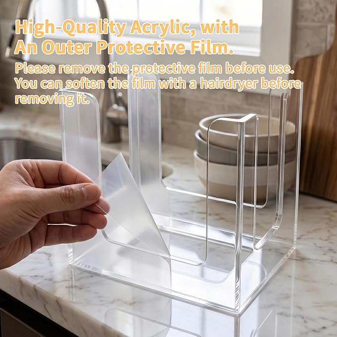 Acrylic Lid Organizer for Rubbermaid Brilliance Storage Containers,3-Piece | Cabinet Lid Holder, Fits & Stores 24 Lids Total for 4.7-cup, 3.2-cup, and 1.3-cup Containers (Clear)