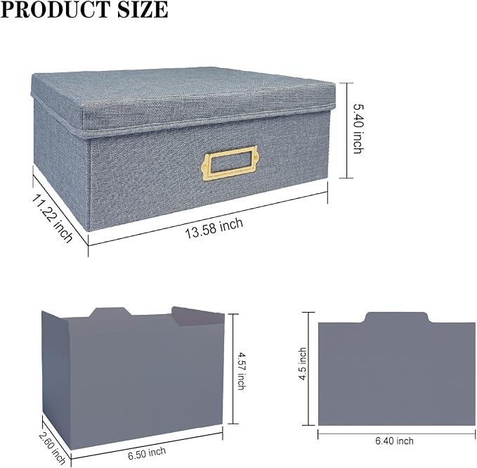 Linen Photo Storage Box – Holds 1700 Photos, Photo Organizer with Lid for Photo, Pictures, 24 Adjustable Dividers & 72 Labels Multi-Use Organizer Memory Box for Envelopes, Baby, Wedding, Cards Grey