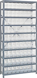 Quantum Storage Systems 1275-201CL Solid Heavy Duty 10 Shelves 72 STORE-MORE Clear Bins 75" H x 36" W x 12" D