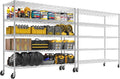 48" W Garage Shelving with Wheels Storage Shelves 5 Tier Wire Shelving Adjustable Metal Storage Shelves for Garage, Basement, Warehouse, Commercial, Industrial, 48" W x 81" H x 24" D 2Pack