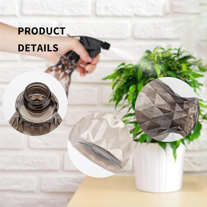 wugongshan 2 Pcs Spray Bottles, 500 ml/17 oz Empty Water Spray Bottles, Plastic Reusable Adjustable Mist Sprayer Squirt Bottles Containers Refillable for Cleaning Solutions, Gardening, Plants (Grey)