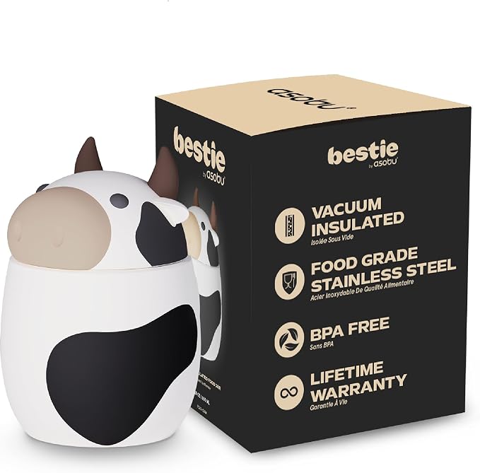 asobu Bestie Foodie Kids Insulated Food Jar – Lunch Container, BPA-Free Stainless Steel, Leakproof & Vacuum Sealed, Keeps Food Hot or Cold, 16oz