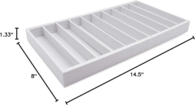 The Display Guys - Stackable Jewelry Tray and Organizer - for Drawers, Dressers, Store Display (10 Compartments, White Burlap)
