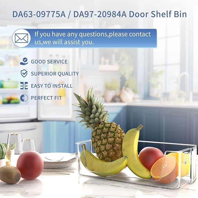 (2-Pack) Upgraded DA63-09775A DA97-20984A Refrigerator Door Bin(Right Side) | Compatible with Sam-sung Refrigerator RF27T5201SR RF28T5001SR RF28T5021SR RF27T5241SR Upper Right Door Shelves Replacement