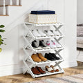 5 Tier Bamboo Shoe Rack White,Portable Folding Shoe Storage Rack,Without Installation Small Shoe Rack Perfect for Corridors, Drom, Bedrooms and Small Spaces