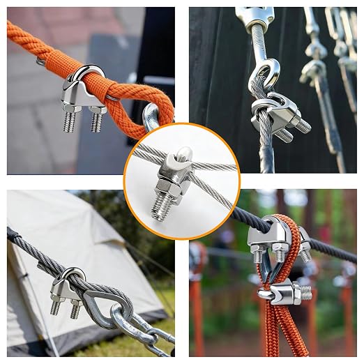 20Pcs 3/8 inch 304 Stainless Steel Wire Rope Cable Clamp,M10 Wire Rope Clips U Bolt Saddle Fastener for Tent Ropes and Wire Ropes