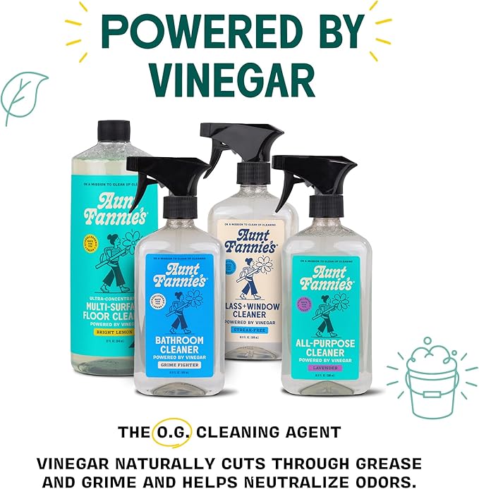 Aunt Fannie's All Purpose Household Cleaner Bundle, Multi-surface Spray and Refill, Powered by Vinegar for Kitchen, Bath, Windows and Countertops, Lemon Scent
